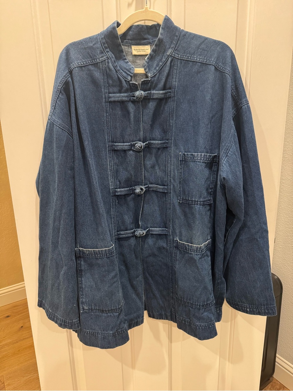The Vermont Country Store Denim Frog Closure Jacket Oversized XL